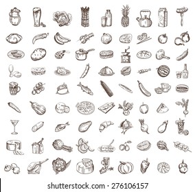 vector image of black food big set