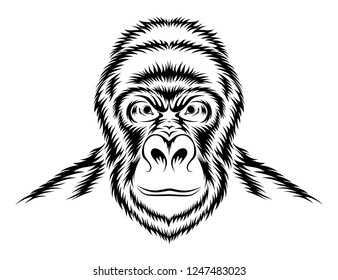 Vector image of a black gorilla on a white background.