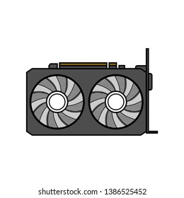 Vector image of a black graphics card or a VGA isolated on white background
