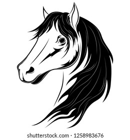 Vector image of a black horse on a white background.