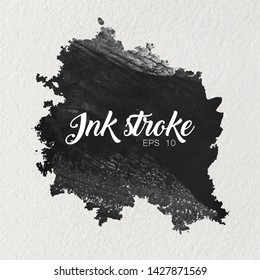Vector image of black ink paint brush stroke, watercolor texture. Abstract splatter. 