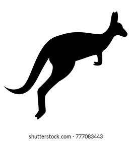 Vector image of a black kangaroo silhouette that jumps on an isolated white background