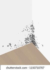 Vector image of black mold on the walls (layerwise, you can turn off the layer), and laminate.