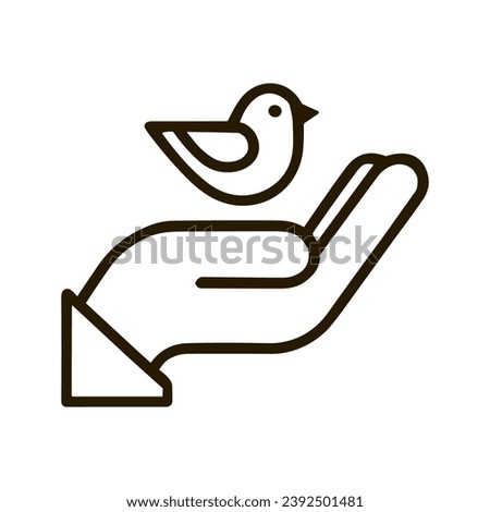 A vector image of a black outline of a bird sitting on the valley, in a minimalist style. The illustration reinforces the themes of kindness and nature Stock photo © 