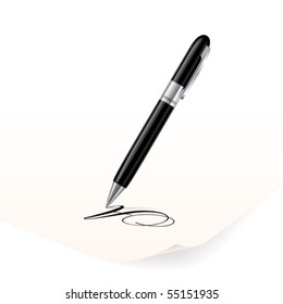 Vector image of black pen writing on paper