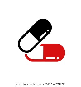 vector image of black and red pharmaceutical tablet medicine