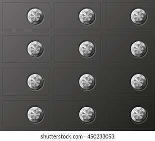 Vector Image of a Black safe. Armored box background. The door of a bank vault with a combination lock. Reliable Data Protection. Long-term savings. Deposit box icon.Protection of personal information