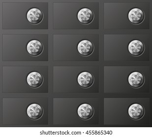 Vector Image of a Black safe. Armored box background. The door of a bank vault with a combination lock. Reliable Data Protection. Long-term savings. Deposit box icon.Protection of personal information