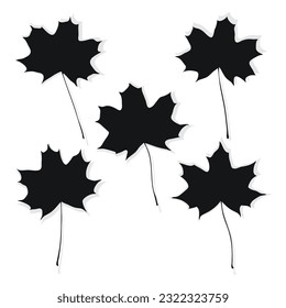 Vector image of black silhouettes of realisty maple leaves. Seasonal decorative background