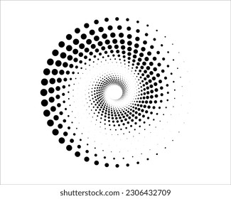 Vector image of a black spiral from a transformed circle on a white background