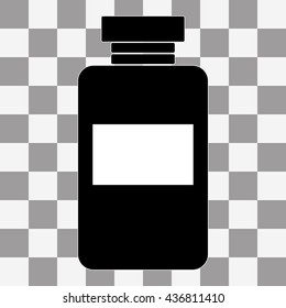 Vector image of a black vaccine vial on a transparent background