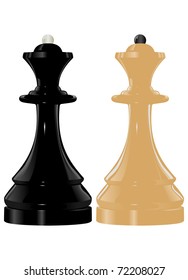 The vector image of black and white chess figure queen