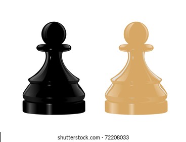 The vector image of black and white chess figure pawn