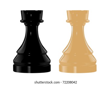 The vector image of black and white chess figure castle (rook)