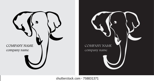vector image, black and white elephant logo