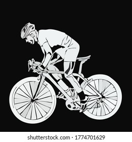 vector image black and white gray color athlete cyclist man