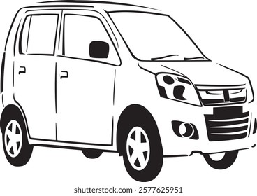 vector image of a black and white mini car