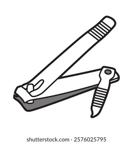 vector image, black and white nail clippers lever raised