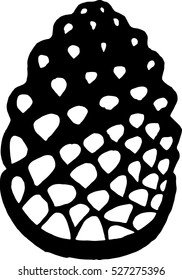 Vector image of black and white pine cones