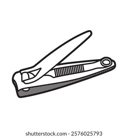 vector image, black and white serrated nail clippers