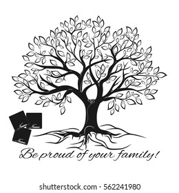 Vector image. Black and white sketch of template of family tree.