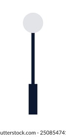 Vector image of a black and white streetlamp against a white backdrop, representing themes of urban design, simplicity, minimalism, and environmental awareness. Suitable for urban planning visuals.