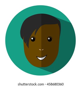 Vector image of a black young man's head, flat design