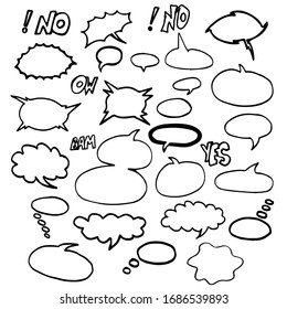 Vector image of a blank background in a frame. Template for text in comics, books, drawings, cartoons. Air bubbles, cloud, yoy. double cloud for text in pop art.