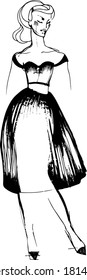 vector image of a blonde in a beautiful dress