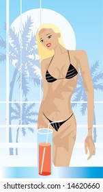 vector image of blonde girl
