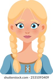 Vector image of a blonde girl smiling