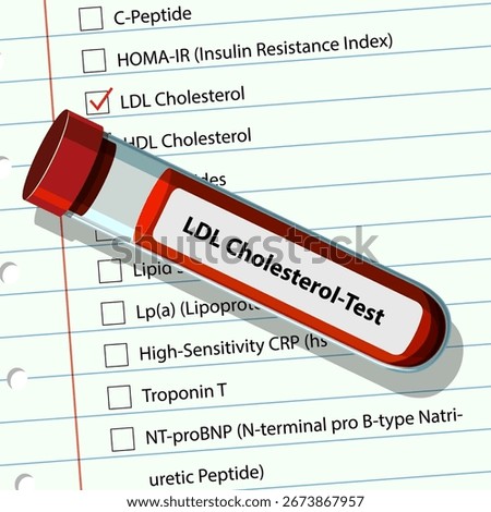 Vector image of blood test checklist and vial