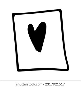 Tarjeta postal de imagen vectorial soplada con corazón negro