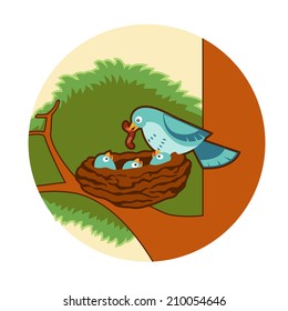 Vector image of a blue Bird's nest