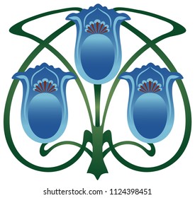 vector image - blue campanula flower in modern style