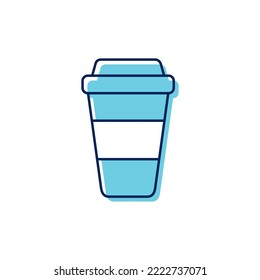 Vektorgrafik von blauem Kaffeeglas mit weißem Hintergrund