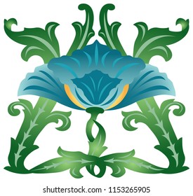 vector image - blue flower in modern style