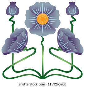 vector image - blue flower in modern style