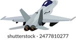 vector image. blue and gray f-16 jet fighter plane in the air seen from the behind