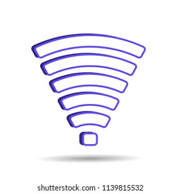 Vector image of a blue icon with a Wi-Fi symbol. Icon with Internet access
