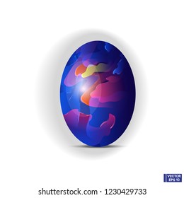 Vector image. Blue opal with color inclusions. Precious gemstone.