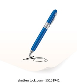 Vector image of blue pen writing on paper