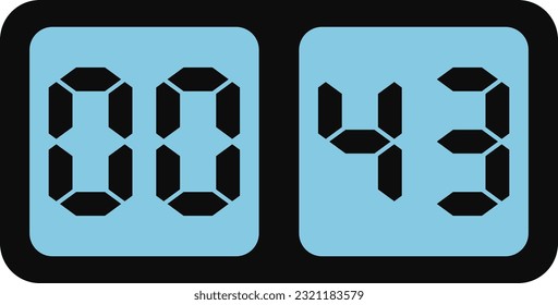 Vector image of blue screen digital alarm clock.