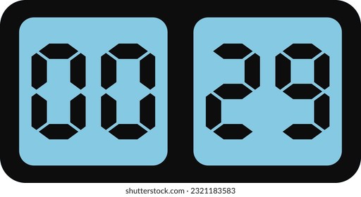 Vector image of blue screen digital alarm clock.