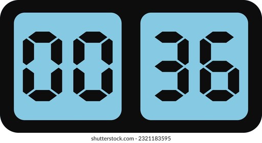 Vector image of blue screen digital alarm clock.