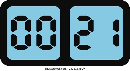 Vector image of blue screen digital alarm clock.
