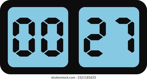 Vector image of blue screen digital alarm clock.