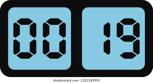 Vector image of blue screen digital alarm clock.