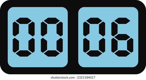 Vector image of blue screen digital alarm clock.