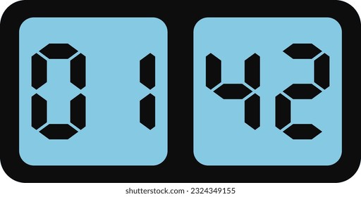 Imagen vectorial del reloj digital de pantalla azul.